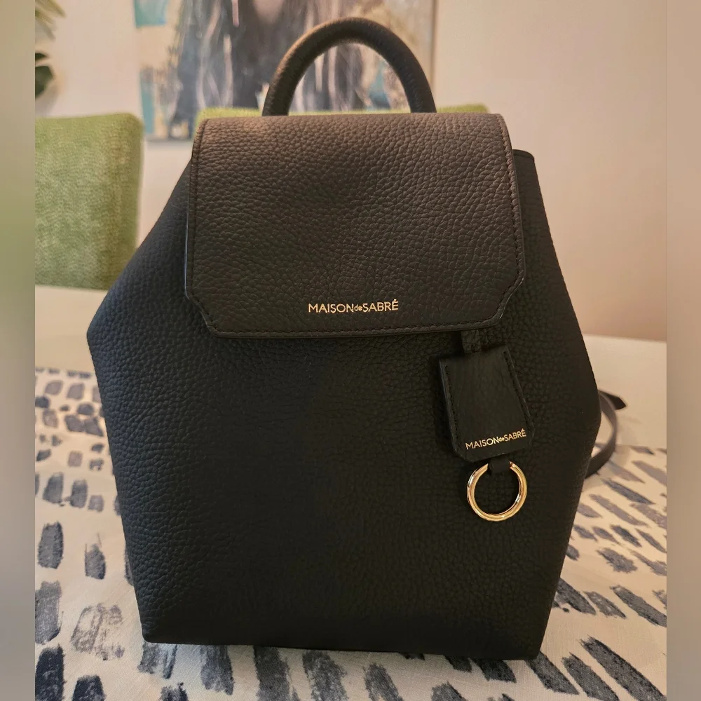 Black Leather Backpack - Picture 1 of 6